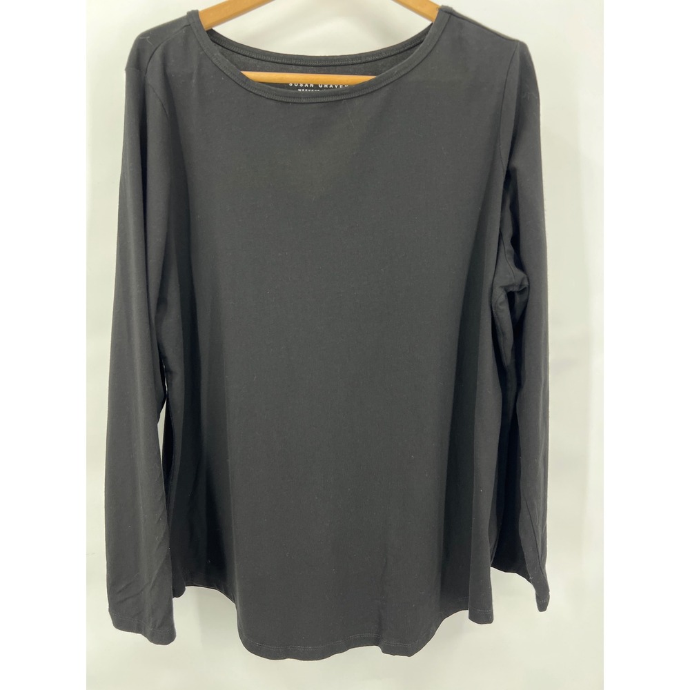 Susan‎ Graver Weekend Cotton Essentials Black Long Sleeve Top Womens XL